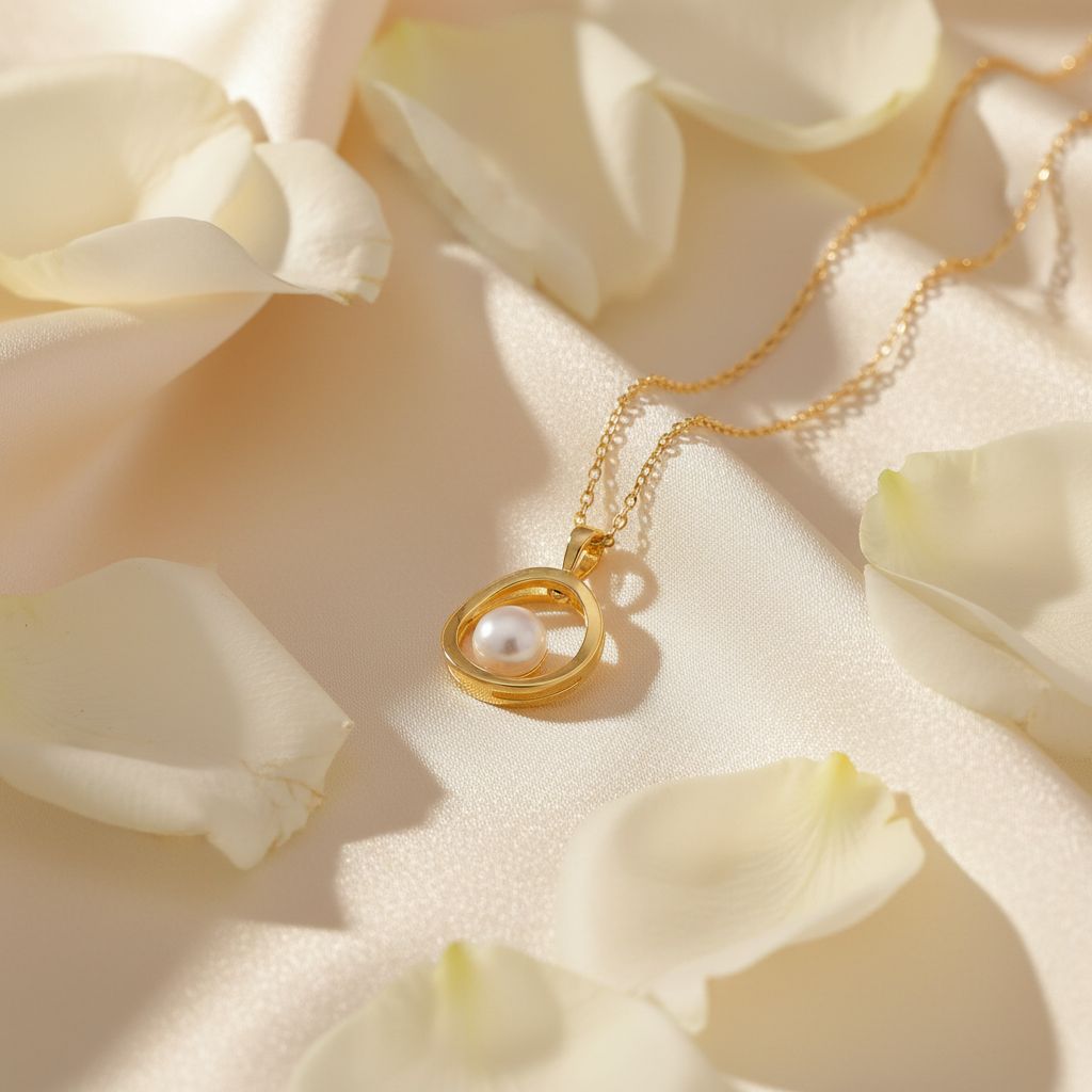 Pearl Balance Necklace - Cream Satin