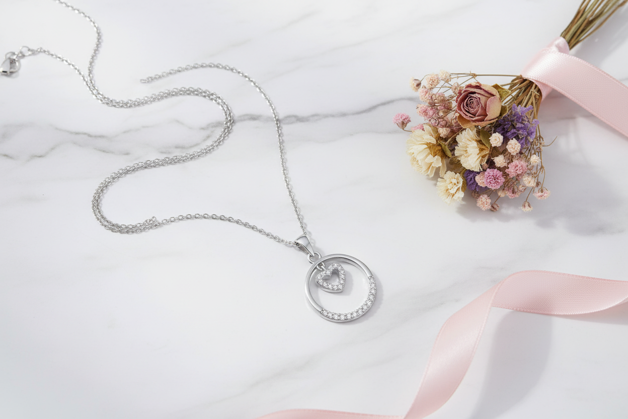 Marble flat lay with dried flowers