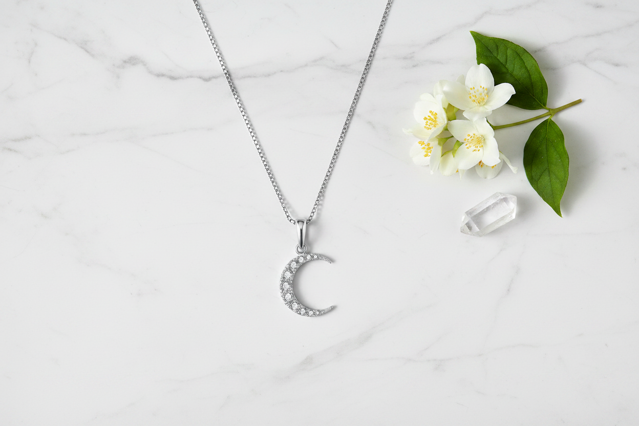 Marble flat lay with jasmine