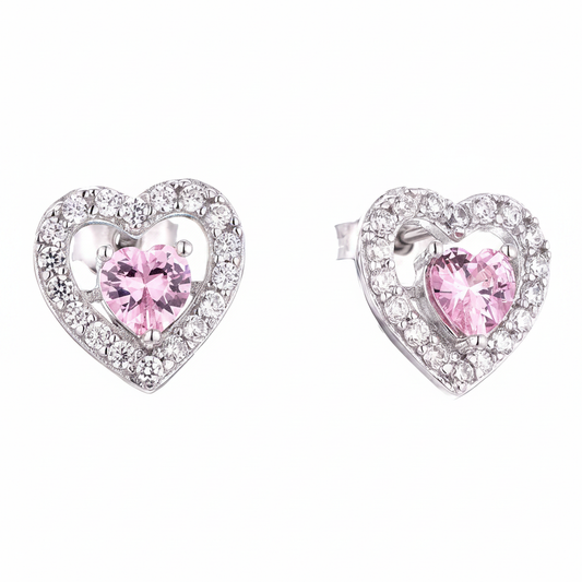 Pink Heart Stud Earrings - Studio