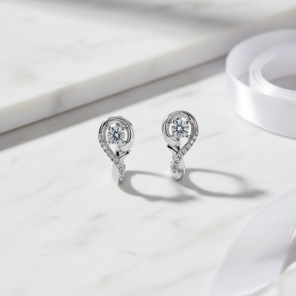 Pure Silver Earrings - Flat Lay