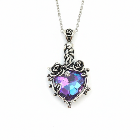 Rose Heart Memorial Urn Necklace – White Background