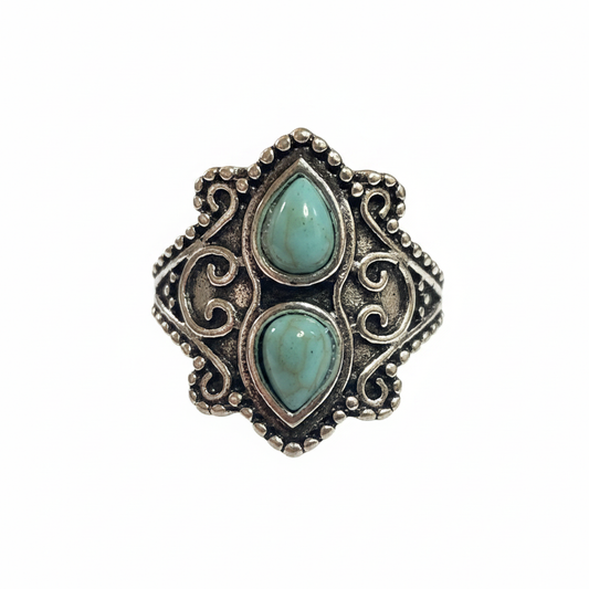 Turquoise Double Crown Ring - Studio