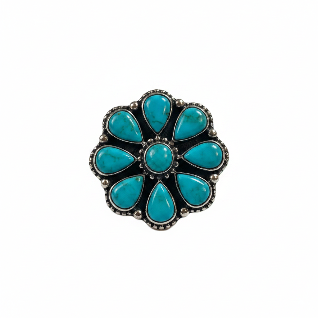 Turquoise Flower Ring - Studio