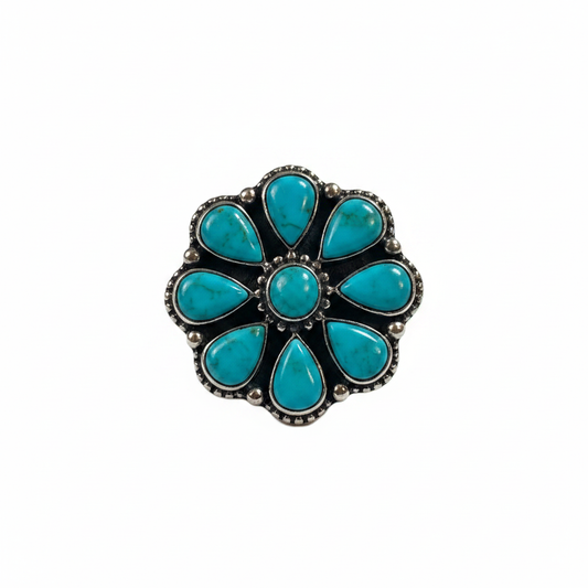 Turquoise Flower Ring - Studio