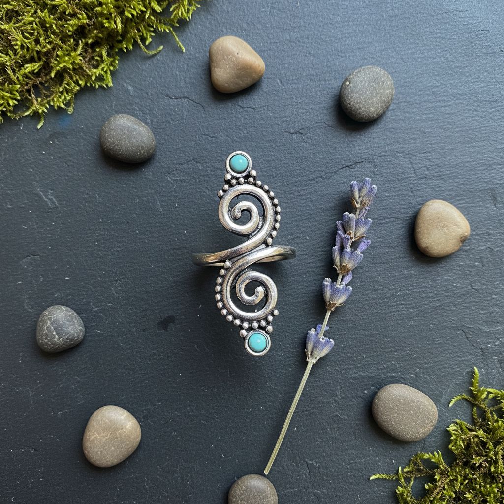 Turquoise Swirl Ring - Flat Lay