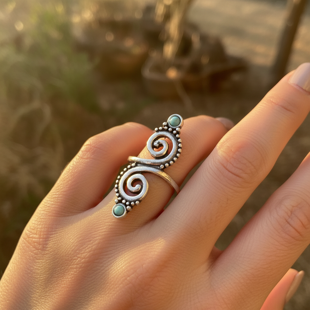 Turquoise Swirl Ring - Lifestyle