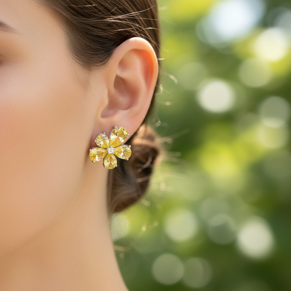 Yellow Flower Earrings - Lifestyle